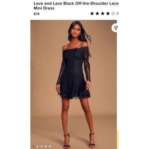 Lulus off the shoulder Lace Mini Dress